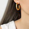 Fashionable Unisex Geometric Titanium Steel Gold Plated Earrings