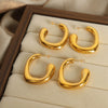 Fashionable Unisex Geometric Titanium Steel Gold Plated Earrings