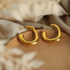 Fashionable Unisex Geometric Titanium Steel Gold Plated Earrings