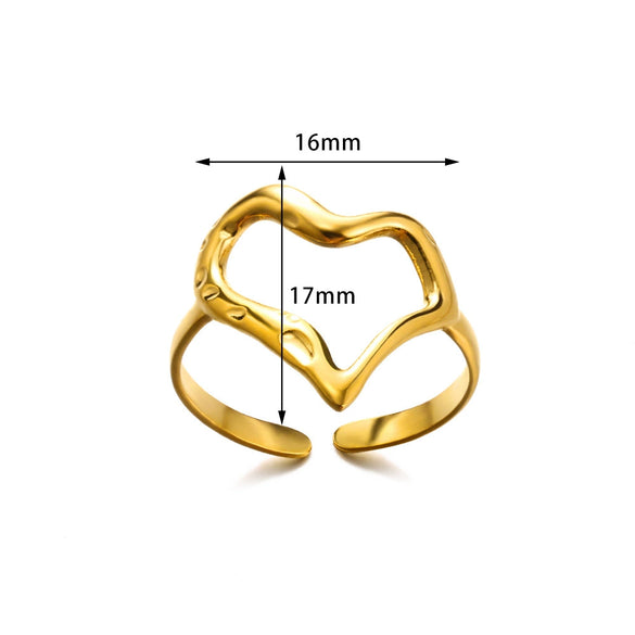 Fashionable Unisex Open Stainless Steel Oil Pressure Ring With Heart Shaped And Snake Shaped Design Electroplated With Letters Numbers And Text Pattern