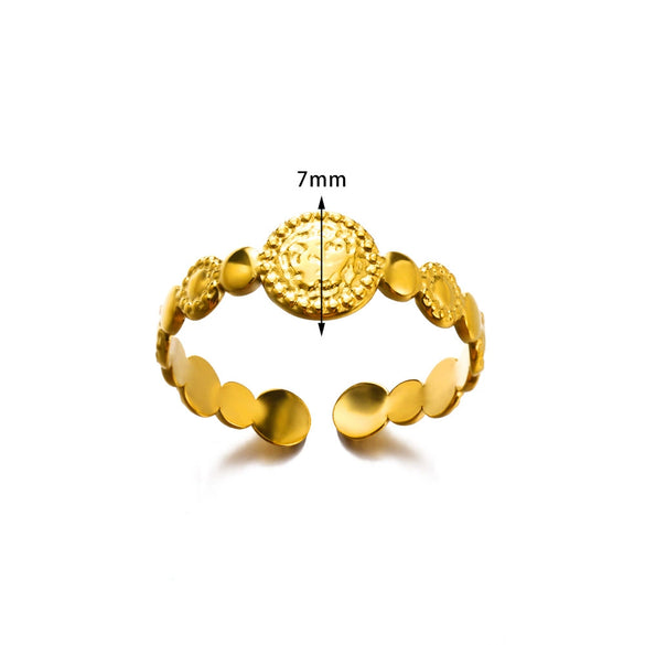 Fashionable Unisex Open Stainless Steel Oil Pressure Ring With Heart Shaped And Snake Shaped Design Electroplated With Letters Numbers And Text Pattern
