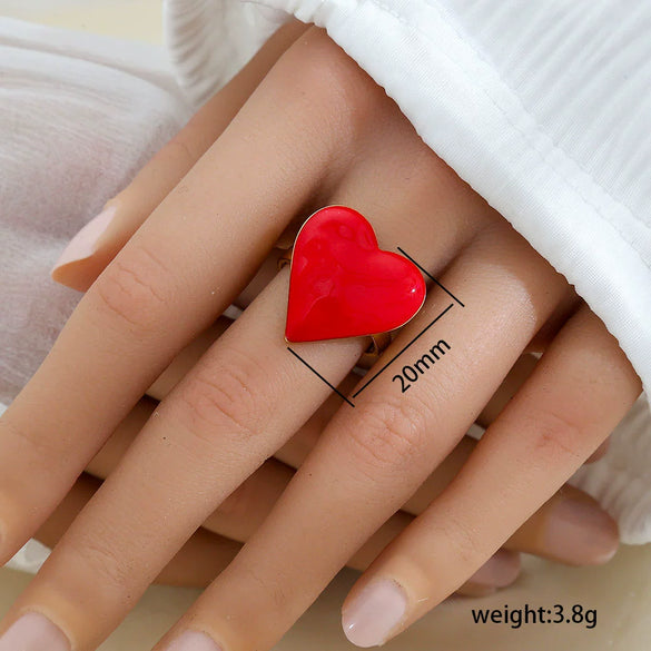 Fashionable Versatile Colorful Oil Drip Stainless Steel Gold Plated Adjustable Open Geometric Ring For Women