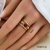 Fashionable Versatile Colorful Oil Drip Stainless Steel Gold Plated Adjustable Open Geometric Ring For Women