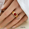 Fashionable Versatile Colorful Oil Drip Stainless Steel Gold Plated Adjustable Open Geometric Ring For Women
