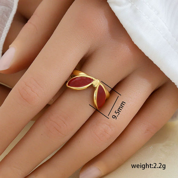Fashionable Versatile Colorful Oil Drip Stainless Steel Gold Plated Adjustable Open Geometric Ring For Women