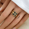Fashionable Versatile Colorful Oil Drip Stainless Steel Gold Plated Adjustable Open Geometric Ring For Women