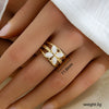 Fashionable Versatile Colorful Oil Drip Stainless Steel Gold Plated Adjustable Open Geometric Ring For Women