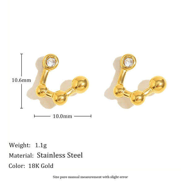 Fashionable Versatile Ear Jewelry Stainless Steel 18K Gold Plated Constellation Earrings