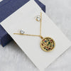 Fashionable Versatile Necklace Set 316L Stainless Steel Organic Glass Letter Pattern Electroplated Cross Chain