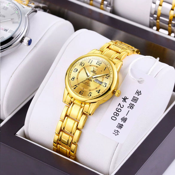 Fashionable Waterproof Alloy Women's Fullautomatic Electronic Round Dial Watches