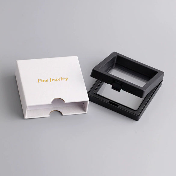 Fashionable White Square Laminated Paper Skin Jewelry Box With Solid Color Finish