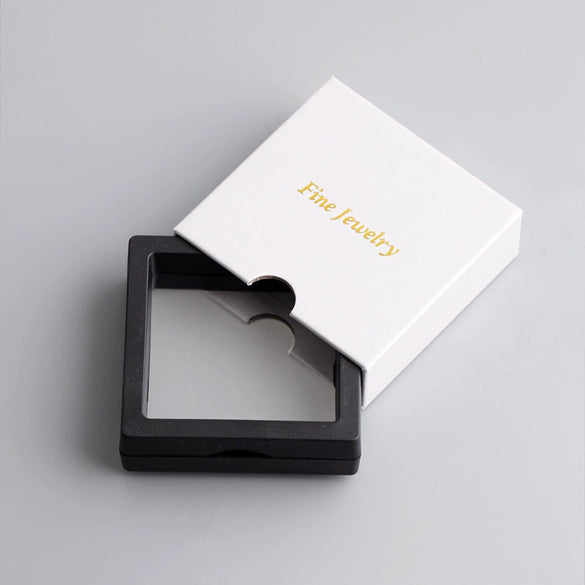 Fashionable White Square Laminated Paper Skin Jewelry Box With Solid Color Finish