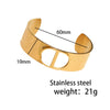 Fashionable Wide Titanium Steel C Shaped Opening Bracelet With Cd Letter Design 18K Gold Plated Polished Vacuum Furnace Electroplated Anti Allergic And Color Preserving