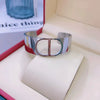 Fashionable Wide Titanium Steel C Shaped Opening Bracelet With Cd Letter Design 18K Gold Plated Polished Vacuum Furnace Electroplated Anti Allergic And Color Preserving