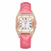 Fashionable Women's Alloy And Pu Square Dial Quartz Watch With Spiral Crown And Stainless Steel Pin Buckle
