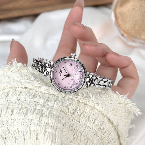 Fashionable Women's Alloy Bracelet Watch With Round Dial And Mineral Reinforced Glass Mirror