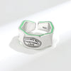 Fashionable Women's Copper Retro Ring With Irregular English Letter Design And Electroplating Treatment