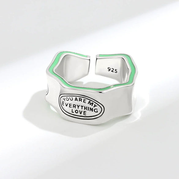 Fashionable Women's Copper Retro Ring With Irregular English Letter Design And Electroplating Treatment