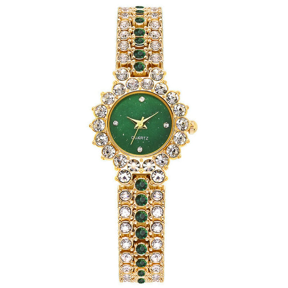 Fashionable Women's Diamondencrusted Quartz Bracelet Watch With Starry Sky Design Alloy Case Rose Gold Buckle And Round Dial