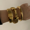 Fashionable Women's Stainless Steel Electroplated Geometric Design Bracelet