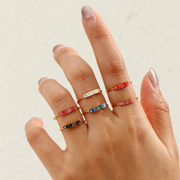 Fashionable Women's Stainless Steel Ring Jewelry 18K Gold Plated With Geometric Pattern And Adjustable Opening
