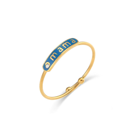 Fashionable Women's Stainless Steel Ring Jewelry 18K Gold Plated With Geometric Pattern And Adjustable Opening