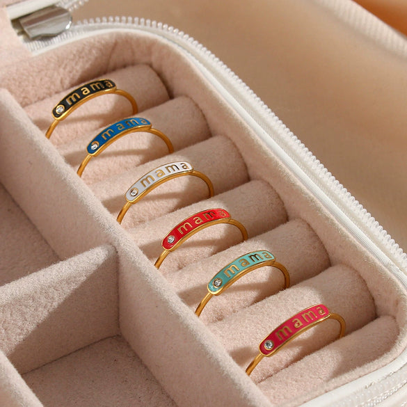 Fashionable Women's Stainless Steel Ring Jewelry 18K Gold Plated With Geometric Pattern And Adjustable Opening