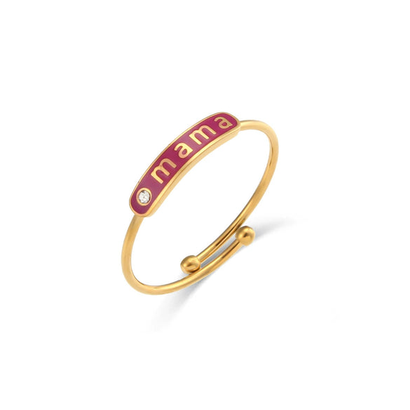 Fashionable Women's Stainless Steel Ring Jewelry 18K Gold Plated With Geometric Pattern And Adjustable Opening