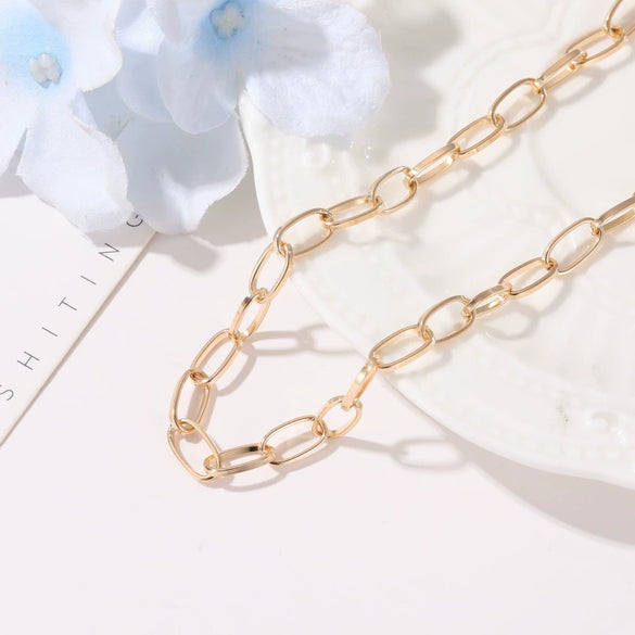 Women's Alloy Thick Chain Necklace with Electroplating Treatment and Geometry Pattern Cross Chain for Fashion Commuter