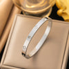 Fashionable Women's Titanium Steel Bracelet With Stainless Steel Buckle And Four Leaf Clover Design Electroplated In Vacuum Furnace