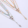 Fashionable Yshaped Tassel Alloy Geometric Clavicle Chain Necklace With Doublelayer Cross Pendant And Electroplating