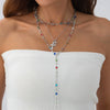 Fashionable Yshaped Tassel Necklace For Women Alloy Geometric Electroplating Doublelayer Cross Pendant Clavicle Chain