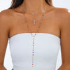 Fashionable Yshaped Tassel Necklace For Women Alloy Geometric Electroplating Doublelayer Cross Pendant Clavicle Chain