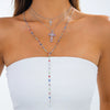Fashionable Yshaped Tassel Necklace For Women Alloy Geometric Electroplating Doublelayer Cross Pendant Clavicle Chain