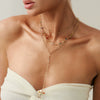 Fashionable Yshaped Tassel Necklace For Women Alloy Geometric Electroplating Doublelayer Cross Pendant Clavicle Chain
