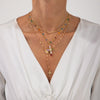 Fashionable Yshaped Tassel Necklace For Women Alloy Geometric Electroplating Doublelayer Cross Pendant Clavicle Chain