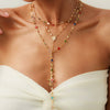 Fashionable Yshaped Tassel Necklace For Women Alloy Geometric Electroplating Doublelayer Cross Pendant Clavicle Chain