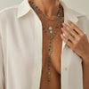 Fashionable Yshaped Tassel Necklace For Women Alloy Geometric Electroplating Doublelayer Cross Pendant Clavicle Chain