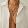 Fashionable Yshaped Tassel Necklace For Women Alloy Geometric Electroplating Doublelayer Cross Pendant Clavicle Chain