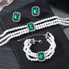 Faux Pearl Rhinestone Alloy Jewelry Set With Diamond Setting For Women French Retro Elegant Light Luxury Style