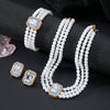 Faux Pearl Rhinestone Alloy Jewelry Set With Diamond Setting For Women French Retro Elegant Light Luxury Style