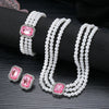 Faux Pearl Rhinestone Alloy Jewelry Set With Diamond Setting For Women French Retro Elegant Light Luxury Style