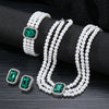 Faux Pearl Rhinestone Alloy Jewelry Set With Diamond Setting For Women French Retro Elegant Light Luxury Style