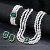 Faux Pearl Rhinestone Alloy Jewelry Set With Diamond Setting For Women French Retro Elegant Light Luxury Style