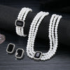 Faux Pearl Rhinestone Alloy Jewelry Set With Diamond Setting For Women French Retro Elegant Light Luxury Style