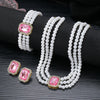 Faux Pearl Rhinestone Alloy Jewelry Set With Diamond Setting For Women French Retro Elegant Light Luxury Style