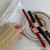 Female Antique Style Square Metal Belt Watch With Ordinary Glass Mirror Quartz