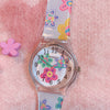 Female Cartoon Style Flower Heart Design Alloy Case And Silicone Strap Round Dial Watch