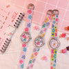 Female Cartoon Style Flower Heart Design Alloy Case And Silicone Strap Round Dial Watch