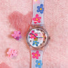 Female Cartoon Style Flower Heart Design Alloy Case And Silicone Strap Round Dial Watch